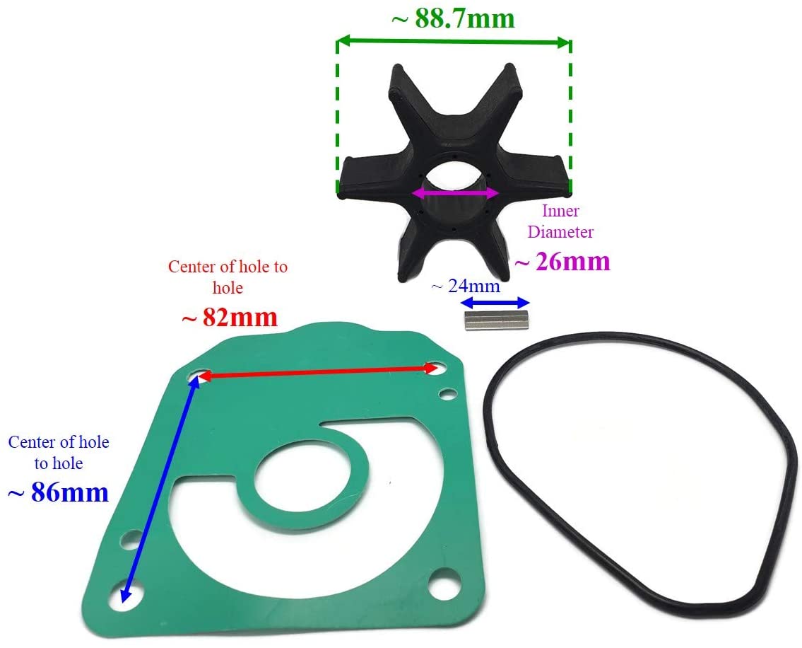 Water Pump Impeller Kit for Honda BF175A/BF200A/BF225A 06192-ZY3-000 Outboard