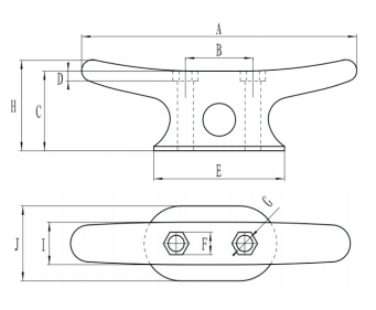 DOCK CLEAT,HEAVY DUTY,HEX HEAD,HOT DIPPED GALV