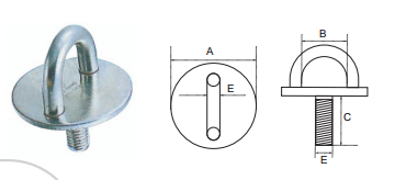 ROUND EYE-PLATE AISI304,WITH METRIC SCREW,NUT AND WASHER