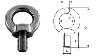 LIFTING EYE-BOLT AISI316 SIMILAR DIN580,CASTED