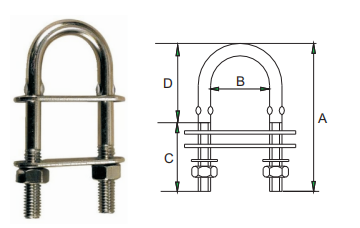 U BOLT AISI316,WITH 2 PLATES AND NUTS