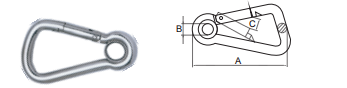 ASYMETRIC SNAP HOOK AISI316 WITH EYELET