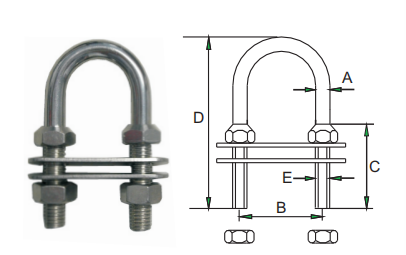 U BOLT AISI316 WITH DOUBLE NUT