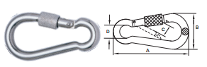 SNAP HOOK AISI316,WITH SAFETY SCREW