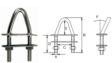 U BOLT AISI316,WITH TRIANGLE TOP AND WELDED PLATE