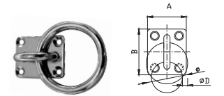 SQUARE EYE-PLATE AISI304 WITH RING