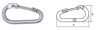 OVAL SNAP HOOK AISI316,WITH FLAT NOSE AND WIRE SPRING