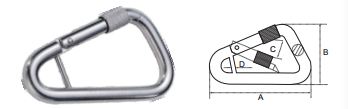 TRIANGLE SNAP HOOK 316,LARGE WITH SAFETY SCREW AND BAR