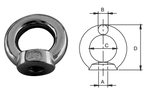 LIFTING EYE-NUT AISI316 SIMILAR DIN582,CASTED