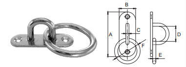 OVAL EYE-PLATE AISI304 WITH RING