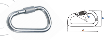 ASYMETRIC SNAP HOOK AISI316,WITH SAFETY SCREW