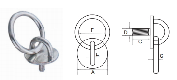 ROUND EYE-PLATE AISI304,WITH METRIC SCREW,NUT AND WASHER