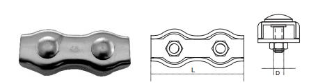 DUPLEX WIRE-ROPE-CLIPS AISI316 GALVANIZED