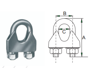 WIRE ROPE CLIP,REINFORCED,ACC.DIN 1142