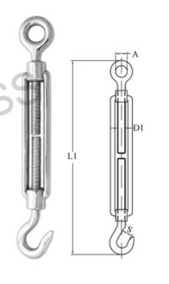 S0235 Turnbuckle DIN 1480 Type Hook/Eye