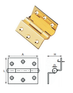 Brass Cranked Hinges,polished+chormed