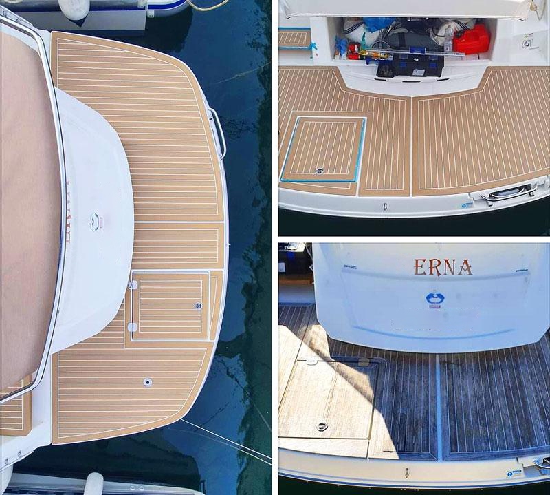 Synthetic teak boat flooring