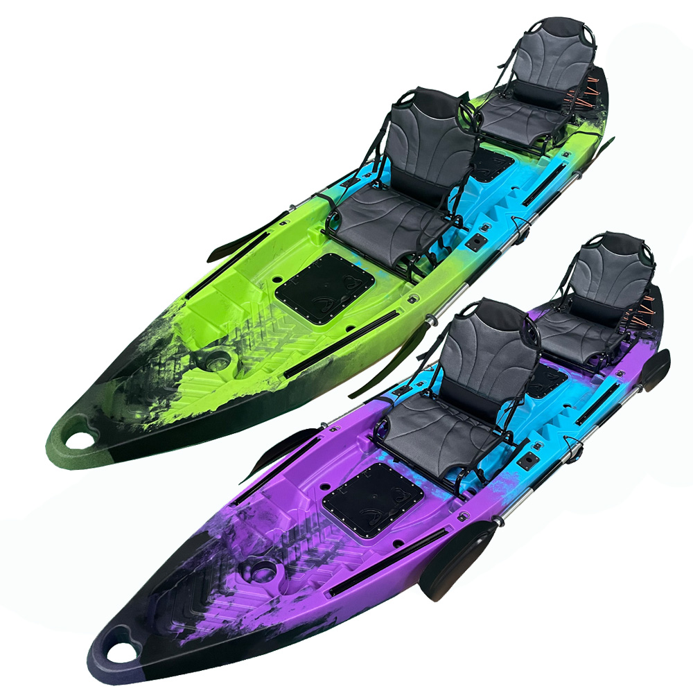wholesale plastic cheap 2+1 paddle double sit on top tandem boat family fishing kayak
