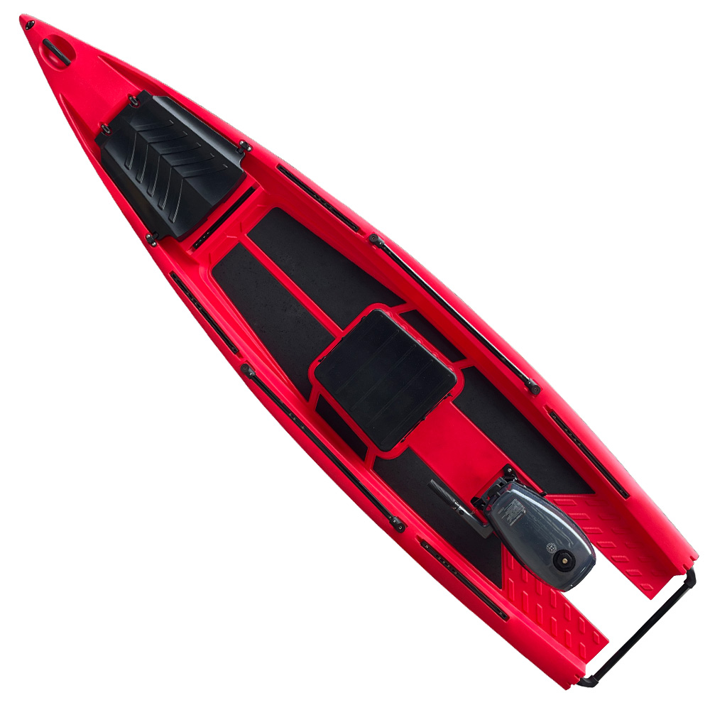 Rotomolded outboard engine single plastic fishing kayak rowing solo skiff boats with motor