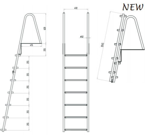 Liftup Dock Ladder With wooden steps.Strong hinges