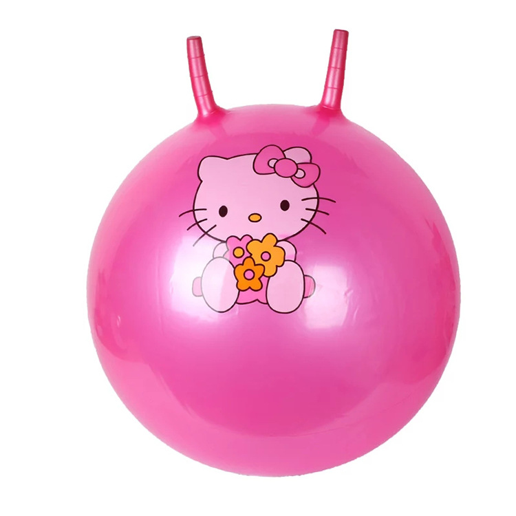 PVC cute cartoon filled balloon children love portable toy ball thickened handle ball