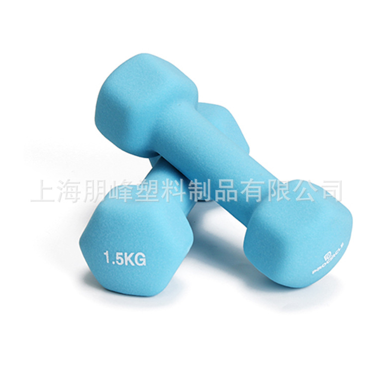 PVC coated dumbbell blue strength training dumbbell home exercise equipment for men and women
