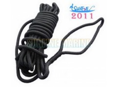 Mooring Rope, Double Braided w/ loop, Diam. 8mm, L 4m, Polyester, black, blister