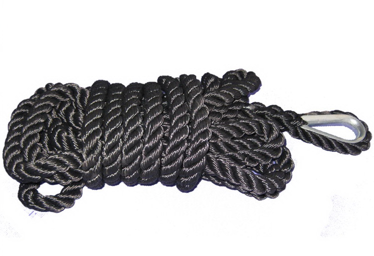 black anchor line,w/loop & thimble