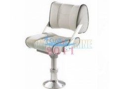 CHAIR;WHITE WITH DARK BLUE SEAMS