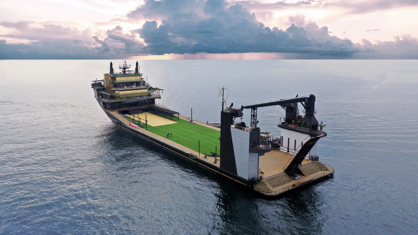 146m semi-submersible conversion with a tennis court launched at Karmarine Shipyard