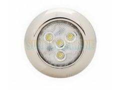 3 LED Puck Light, Polished Stainless Steel,4*P4 LEDs White