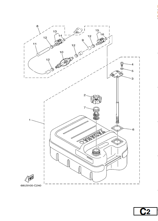 Yamaha 6YJ-24167 fuel tank screen