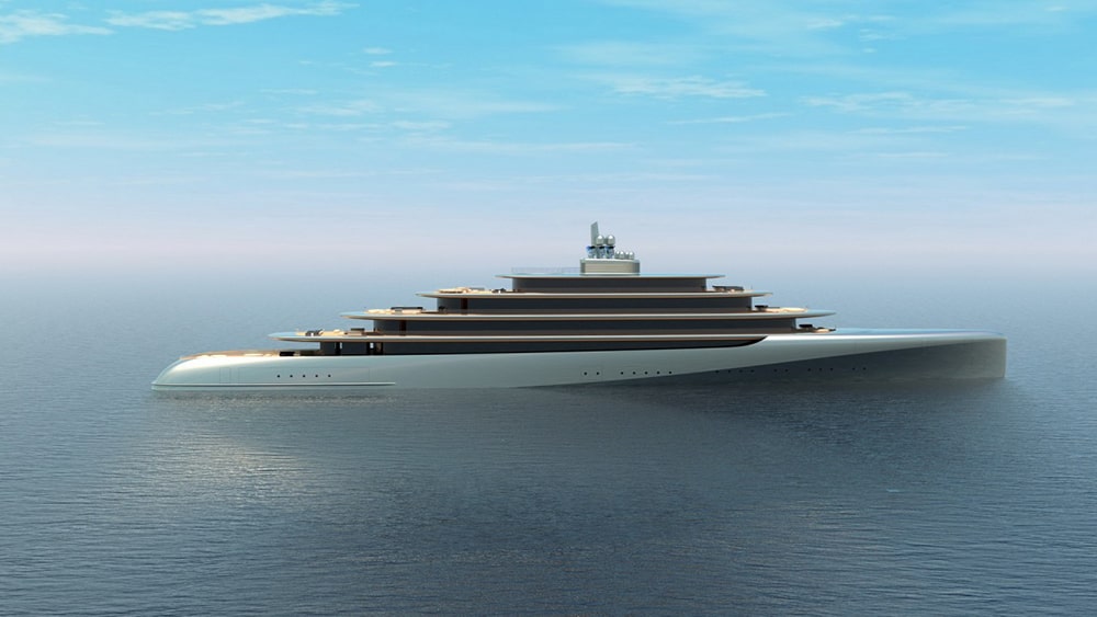 140m Megayacht Concept Inspired By the Natural Curves of Pebbles