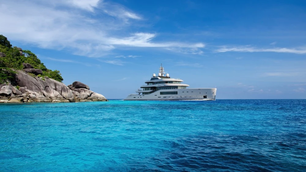 This New 263-Foot Hybrid Superyacht Has a 2,100-Square-Foot Beach Club