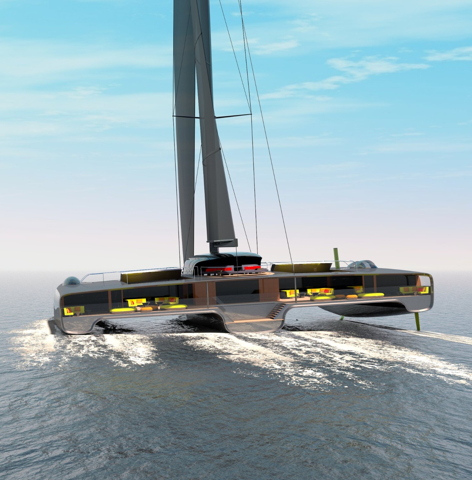 40m Trimaran Concept Domus Revealed by Rob Doyle Design and Van Geest Design