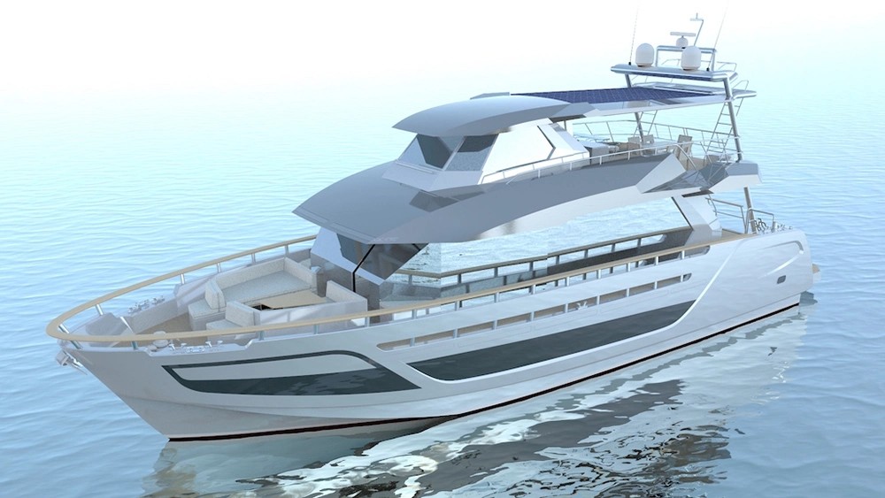 This Innovative New 77-Foot Yacht Has an Expandable Solar ‘Park’ That Powers Engines