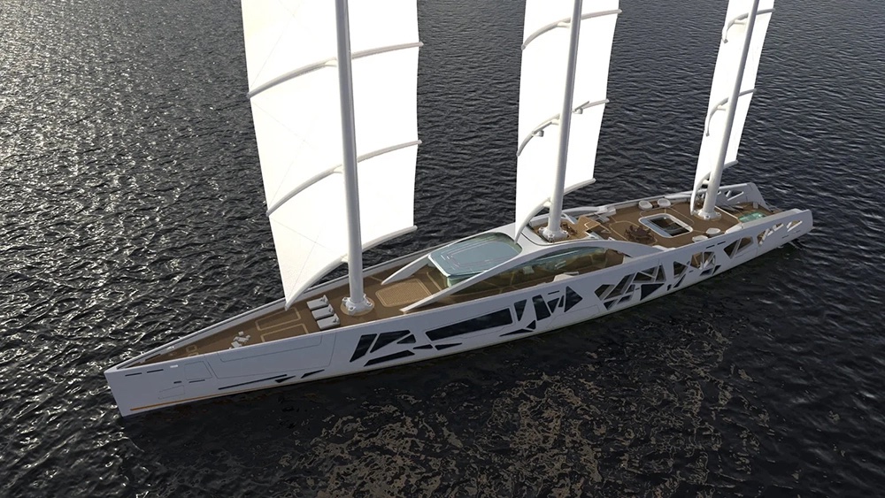 100m Sailing Yacht Concept Crystal Revealed by Coquine Design