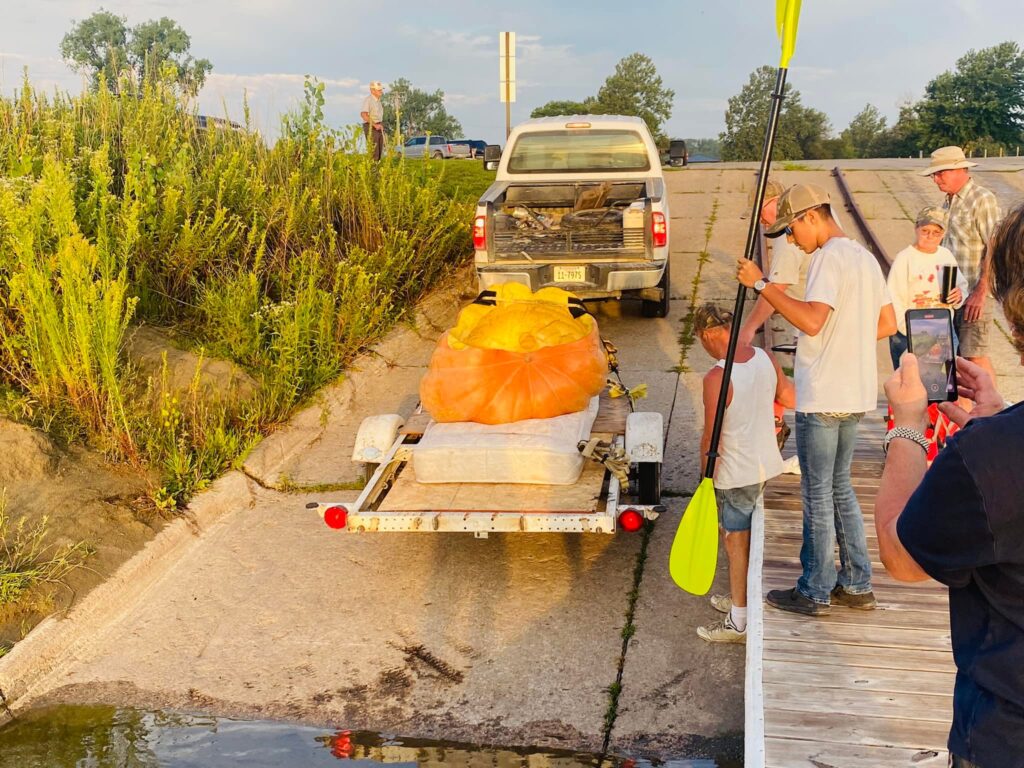 Man breaks world record by paddling 38 miles in hollowed-out pumpkin