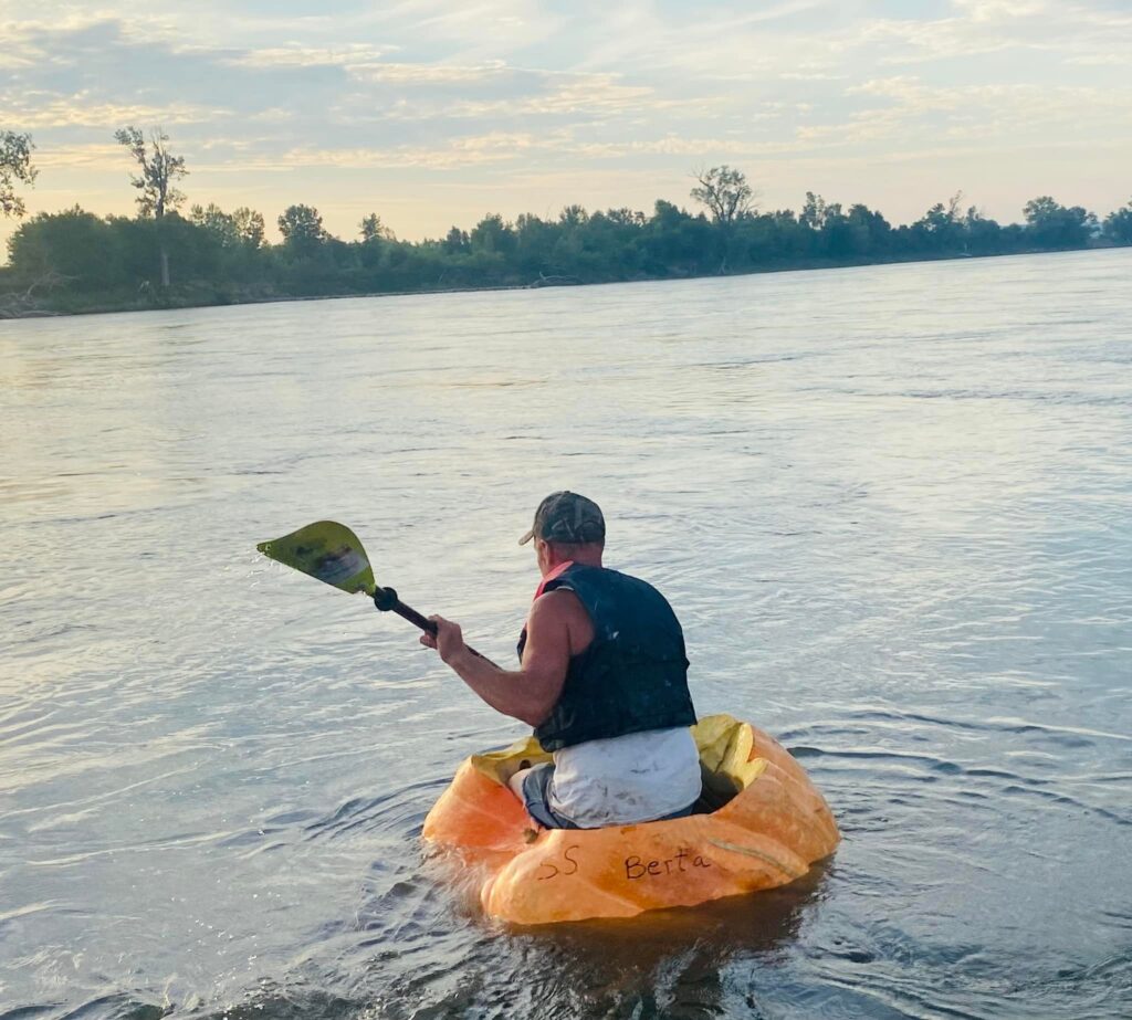 Man breaks world record by paddling 38 miles in hollowed-out pumpkin