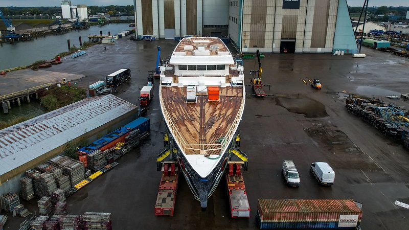 127m Oceanco Y721 awaits delivery in Rotterdam