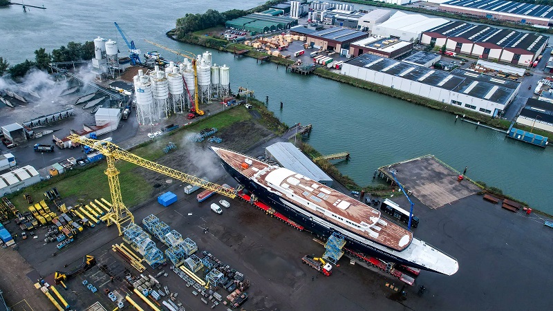127m Oceanco Y721 awaits delivery in Rotterdam