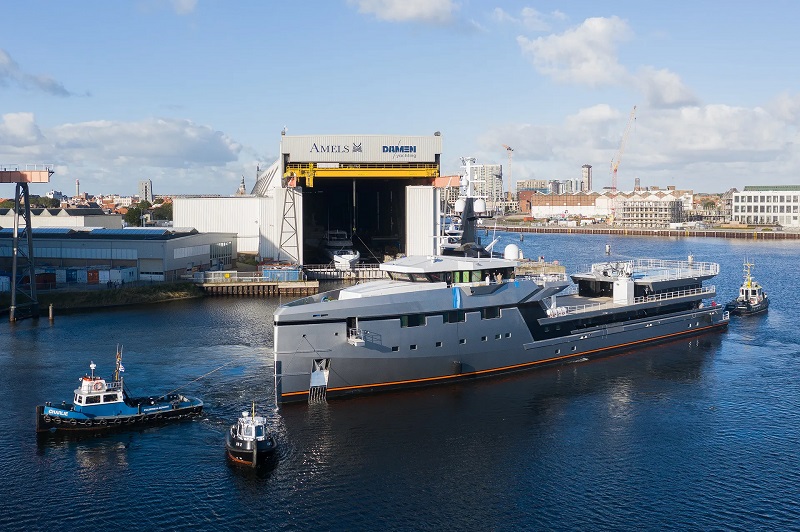 75m custom Damen Yachting support vessel delivered and named