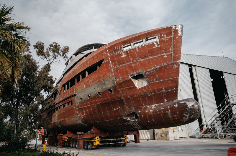 44m B145 Hull and Superstructure Joined by Bering Yachts
