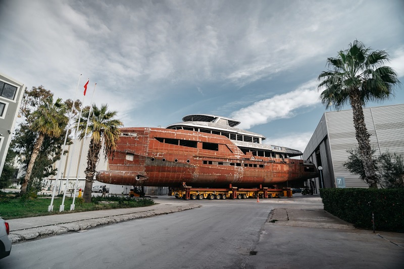 44m B145 Hull and Superstructure Joined by Bering Yachts