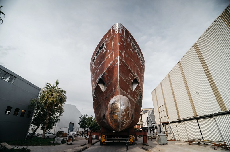 44m B145 Hull and Superstructure Joined by Bering Yachts