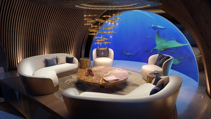 This Insane Superyacht-Submarine Hybrid Looks Like a Lavish Underwater Hotel Inside