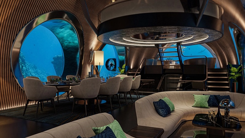 This Insane Superyacht-Submarine Hybrid Looks Like a Lavish Underwater Hotel Inside