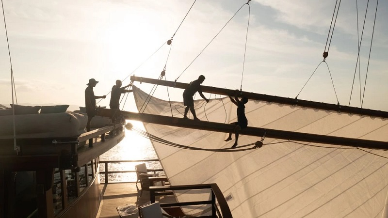 Boat of the Week: This 164-Foot Sailing Yacht Blends Traditional Indonesian Design With Modern Decor