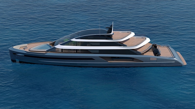 This Asymmetrical 200-Foot Superyacht Concept Has a Triangle-Shaped Pool