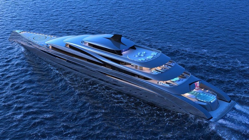 This Giant 450-Foot Gigayacht Concept Comes With Two Helipads for Both Your Choppers